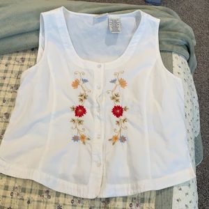Flower embroidery tank top